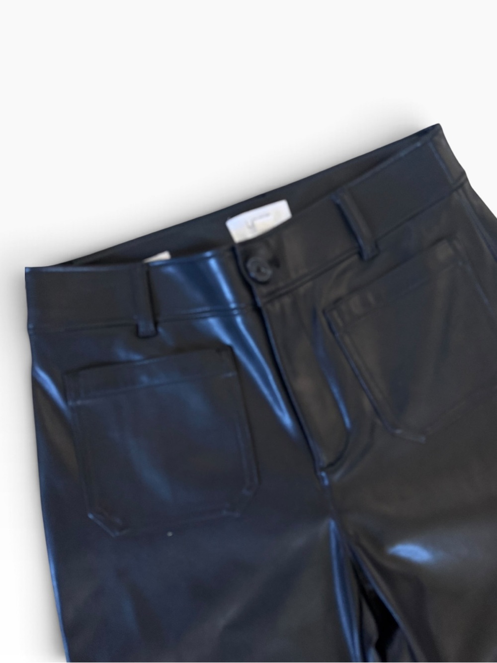 LOFT Black Palmer Wide-Leg Petite Faux Leather Pants - Picture 7 of 8